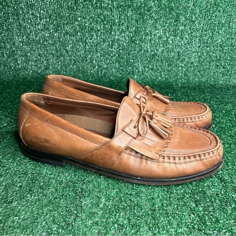 Johnston & Murphy Slip On Tassel Dress Loafers‎ Brown Mens Size 11.5 M